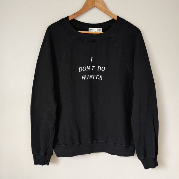 Wildfox Sweater I Don't Do Winter Sommers Sweatshirt Size XS Black - Picture 8 of 16